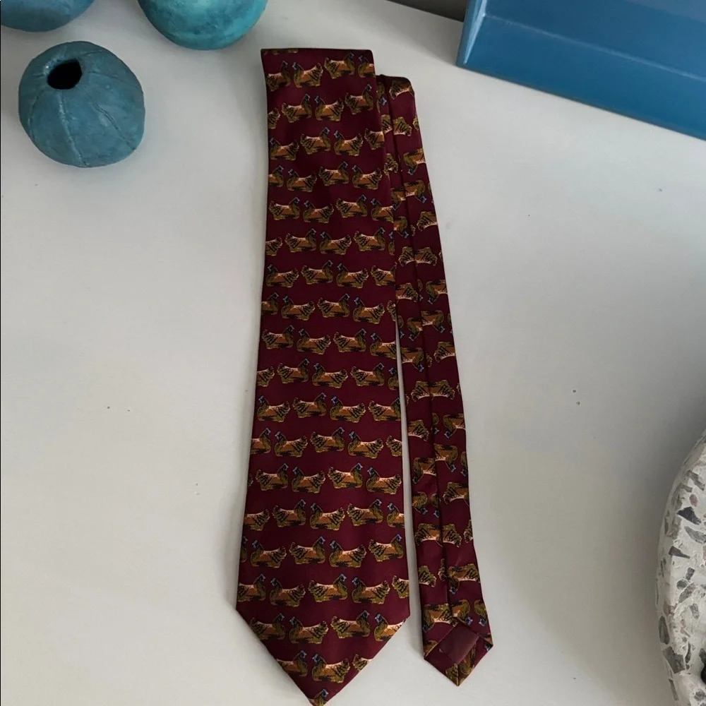 TRE E’Perfetto Vintage Silk Tie Chicken Pattern Made in Italy